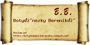 Botyánszky Bereniké névjegykártya